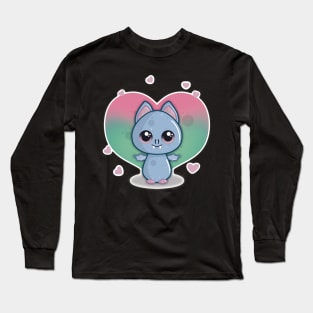 Little Cute Valentine Day Bat with Hearts Long Sleeve T-Shirt